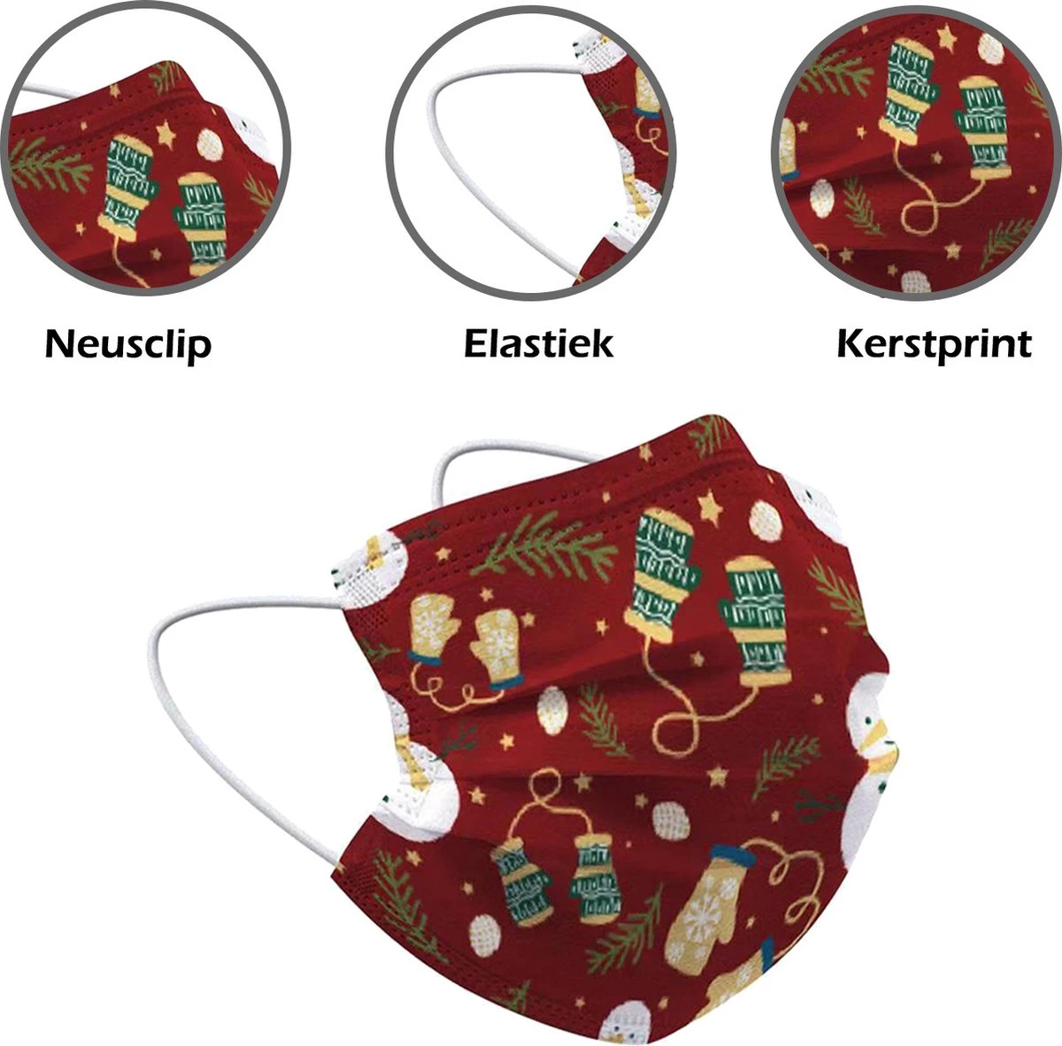 Mouthmask Noël Jetable Rouge - Mouthmask Mouthmask Non- Medisch Mitaines Mitaines - Noël Mouthmask Jetable Universel - 50 Pièces 4 Mouthmask Noël Jetable Rouge - Mouthmask Mouthmask Non- Medisch Mitaines Mitaines - Noël Mouthmask Jetable Universel - 50 Pièces – Image 2