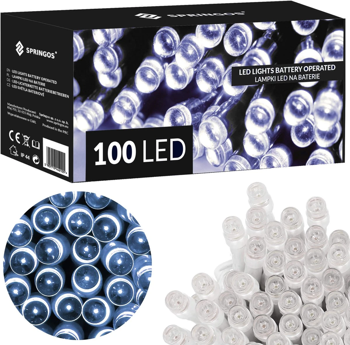 Lumières De Éclairage De Noël Springos | 10.5m | Batterie | Télécommande | 100 LED | Blanc Froid 12 Lumières De Éclairage De Noël Springos | 10.5m | Batterie | Télécommande | 100 LED | Blanc Froid – Image 10