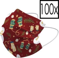 Masque Facial Masque Facial Jetable Noël Mitaines Non Medisch Universelles - 100x