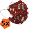 Mouthmask Noël Jetable Rouge - Mouthmask Jetable Non Medisch Mitaines Mitaines - Noël Mouthmask Jetable Universel - 5 Pièces -Jingle Bells Boutique 1200x1185 2