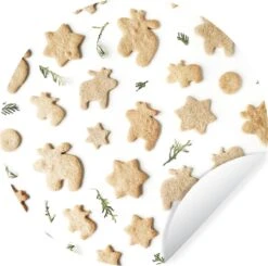 WallCircle - Stickers Muraux - Cercle Papier Peint - Noël - Biscuit - Cuisson - 80x80 Cm - Cercle Mural - Auto Adhésif - Autocollant Rond Papier Peint