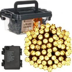 Lumières De Éclairage De Noël Springos | Intérieur & Extérieur | Forme Cristalline | 9 M | Batterie | 120 LED | Blanc Chaud -Jingle Bells Boutique 1200x1189 3