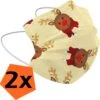 Masque Buccal De Noël Jetable Jaune - Masque Buccal Jetable Non Medisch Masque Buccal Renne - Masque Buccal De Noël Jetable Universel - 2 Pièces