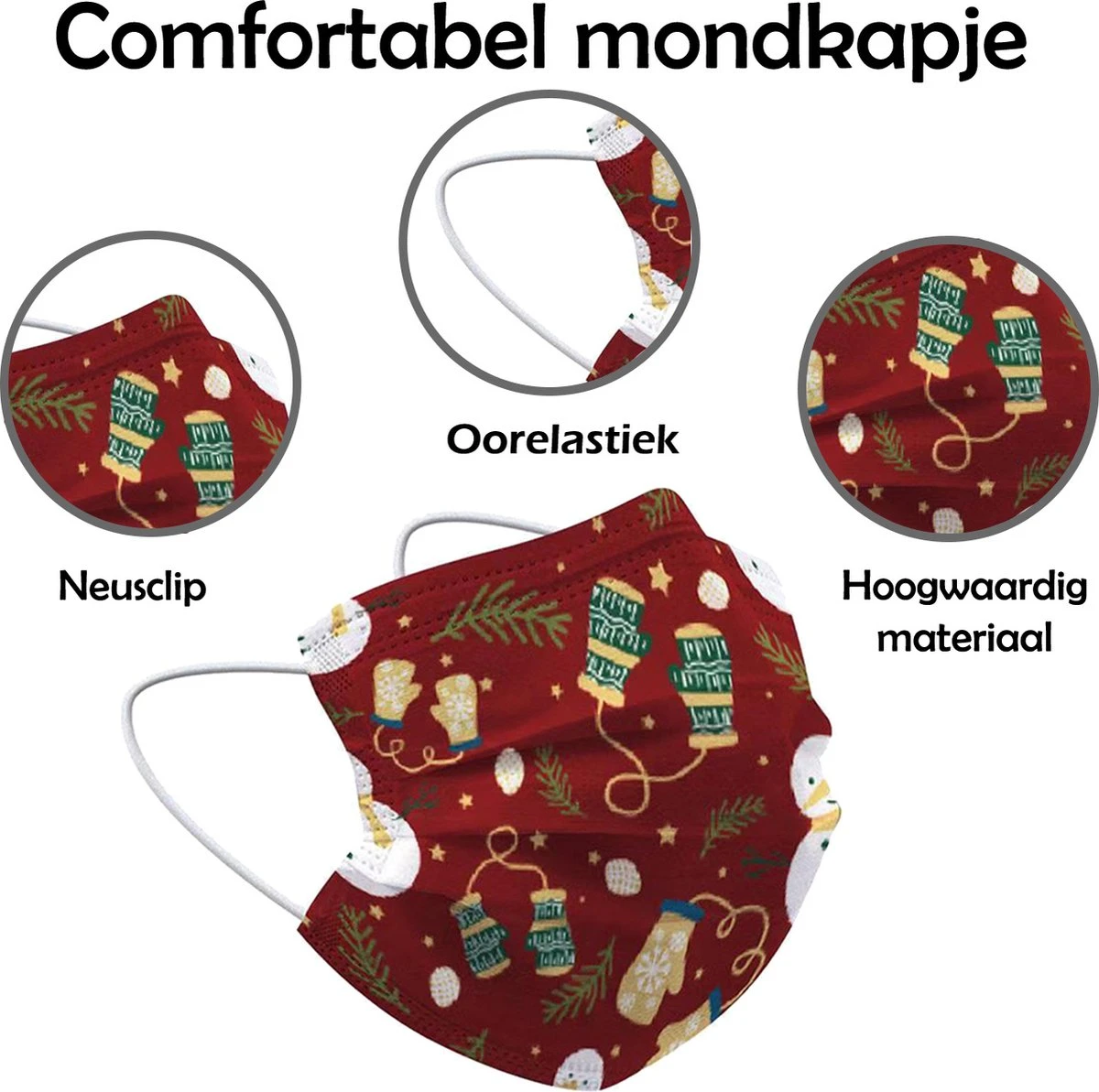 Masque Facial De Noël Masque Facial Jetable Mitaines Non Medisch Rouge - 150 Pièces 5 Masque Facial De Noël Masque Facial Jetable Mitaines Non Medisch Rouge - 150 Pièces – Image 3