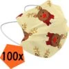 Masque Buccal De Noël Jetable Jaune - Masque Buccal Jetable Non Medisch Masque Buccal Renne - Masque Buccal De Noël Jetable Universel - 100 Pièces