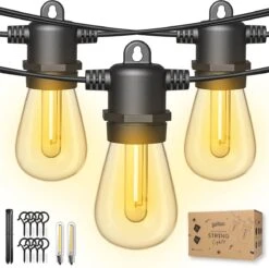 Éclairage De Fête 15m LED Guirlande Lumineuse Extérieure - Guirlande Lumineuse Étanche - Lumières De Éclairage De Noël De Fête - Éclairage D'Ambiance - Guirlande Lumineuse - 2700K