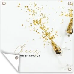 Posters De Jardin Hiver - Noël - Or - 50x50 Cm - Toile De Jardin - Affiche Extérieure