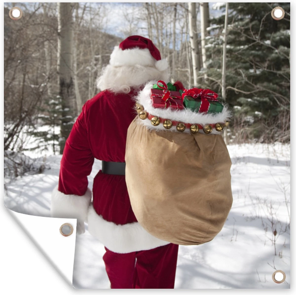 Affiche De Jardin Le Père Noël Se Promène Dans Une Forêt Avec Un Sac Plein De Cadeaux De Noël - 200x200 Cm - Toile De Jardin 3 Affiche De Jardin Le Père Noël Se Promène Dans Une Forêt Avec Un Sac Plein De Cadeaux De Noël - 200x200 Cm - Toile De Jardin