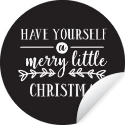 Citation De Noël Ayez Un Joyeux Petit Noël Avec Un Fond Noir Sticker Papier Peint Cercle Mural - 50x50 Cm - Peinture Ronde - Cercle Papier Peint - Cercle Mural - Cercle Vivant - Autocollant & Découpe Ronde