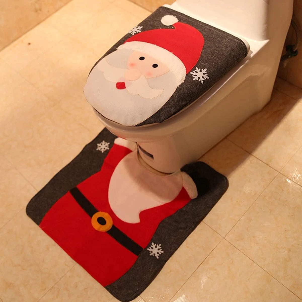 Flightmode - Décoration De Noël Rayinblue Pour Siège De Toilette, Couvercle De Couvercle De Toilette Et Tapis De Toilette, Décor De Père Noël 7 Flightmode - Décoration De Noël Rayinblue Pour Siège De Toilette, Couvercle De Couvercle De Toilette Et Tapis De Toilette, Décor De Père Noël – Image 5