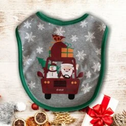Bavoirs Bébé - Noël Bébé - Bébé De Noël Outfit - Bavoirs Bébé Avec L' Image - Père Noël Et Bonhomme De Neige - Noël De Bébé - Bébé Bandana - Nouveau - Né - 0 à 3 Mois - 3 - 12 Mois - Cadeau De Noël De Bébé - Bib - Grijs - 100% Katoen -Jingle Bells Boutique 1200x1200 132