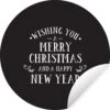 Citation De Noël Je Vous Souhaite Un Joyeux Noël Sur Fond Noir Sticker Papier Peint Cercle Mural - ⌀ 30 Cm - Peinture Ronde - Cercle Papier Peint - Cercle Mural - Cercle Vivant - Autocollant & Coupe Ronde
