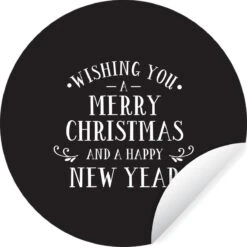 Citation De Noël Je Vous Souhaite Un Joyeux Noël Sur Fond Noir Sticker Papier Peint Cercle Mural - ⌀ 30 Cm - Peinture Ronde - Cercle Papier Peint - Cercle Mural - Cercle Vivant - Autocollant & Coupe Ronde