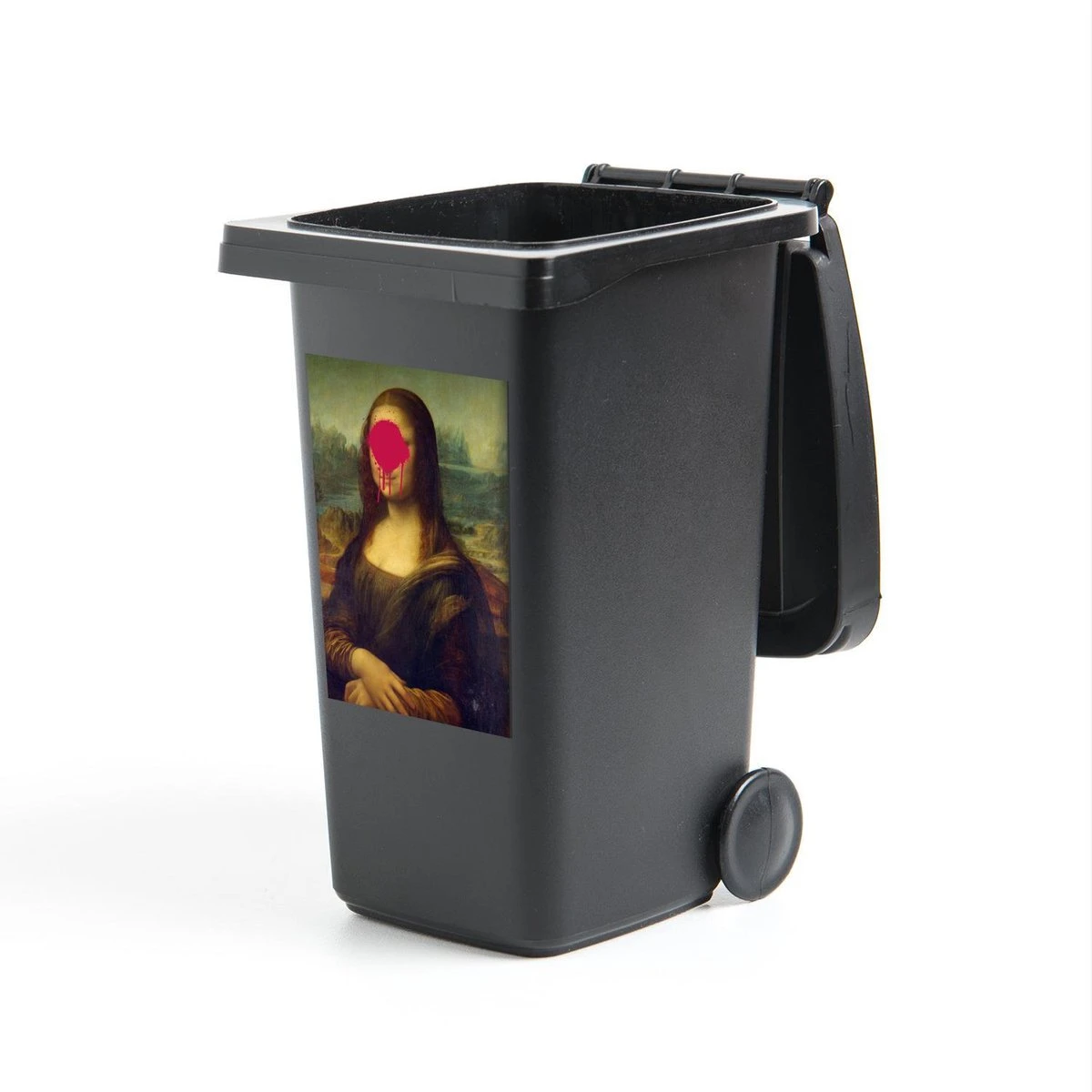 Autocollant De Conteneur Vieux MaîtresIllustrations De Noël - Mona Lisa Par Le Vieux Maître Leonardo De Vinci Avec Une Goutte De Peinture Rose 3 Autocollant De Conteneur Vieux MaîtresIllustrations De Noël - Mona Lisa Par Le Vieux Maître Leonardo De Vinci Avec Une Goutte De Peinture Rose