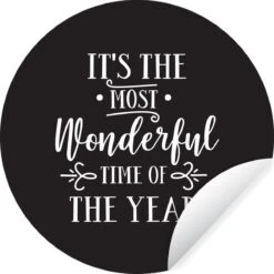 Citation De Noël C'est La Période La Plus Merveilleuse De L'année Sur Fond Noir Sticker Papier Peint Cercle Mural - 50x50 Cm - Peinture Ronde - Cercle Papier Peint - Cercle Mural - Cercle Vivant - Autocollant Et Coupe Ronde