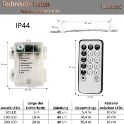 Éclairage De Noël Lumineuse - Éclairage De Fête Lumineuse - Éclairage De Noël Éclairage De Noël - Pour Décorations De Noël Et Extérieur - Sur Batterie - Avec Télécommande - 20 M - Froid Chaud -Jingle Bells Boutique 1200x1200 268