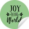 Citation De Noël Joy Au Monde Sur Fond Vert Sticker Papier Peint Cercle Mural - ⌀ 30 Cm - Peinture Ronde - Cercle Papier Peint - Cercle Mural - Cercle Vivant - Autocollant & Découpe Ronde