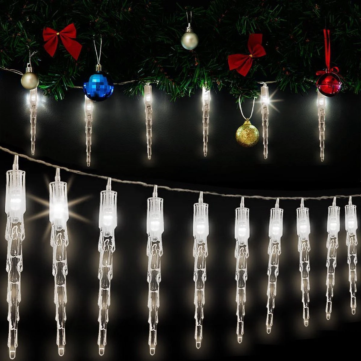 Éclairage De Noël Lumineuse LED Guirlande De Noël Bleu Glaçon, Guirlande Pour Intérieur Et Extérieur, Glaçon, Bleu 5 Éclairage De Noël Lumineuse LED Guirlande De Noël Bleu Glaçon, Guirlande Pour Intérieur Et Extérieur, Glaçon, Bleu – Image 3