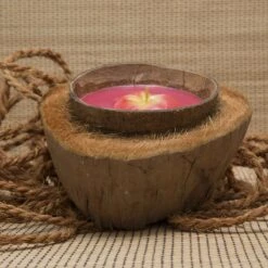 Balivie - Bougie - Bougie Parfumée - Bougie Noix De Coco - Noix Dans La Peau - Balifleur - Rouge - Aroma Rose-Sinterklaas- Cadeau De Noël