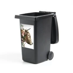 Sticker Conteneur Scottish HighlanderIllustrations De Noël - Vue Latérale Scottish Highlander Avec Des Fleurs