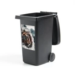 Sticker Conteneur TigreIllustrations De Noël - Tête De Tigre Sur Fond De Journaux