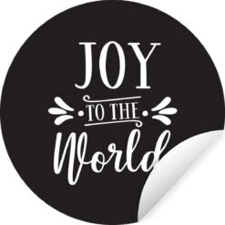 Citation De Noël Joy Au Monde Sur Fond Noir Sticker Mural Cercle Mural - 100x100 Cm - Peinture Ronde - Cercle Papier Peint - Cercle Mural - Cercle Vivant - Autocollant Et Découpe Ronde