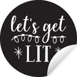 Citation De Noël Allumons - Nous Sur Un Fond Noir Sticker Papier Peint Cercle Mural - 50x50 Cm - Peinture Ronde - Cercle Papier Peint - Cercle Mural - Cercle Vivant - Autocollant & Découpe Ronde