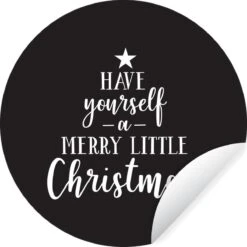 Citation De Noël Passez Un Joyeux Petit Noël Avec Un Fond Noir Sticker Papier Peint Cercle Mural - 50x50 Cm - Peinture Ronde - Cercle Papier Peint - Cercle Mural - Cercle Vivant - Autocollant Et Découpe Ronde