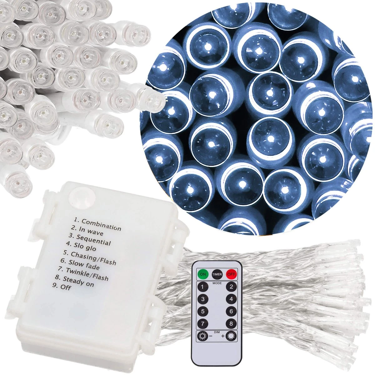 Lumières De Éclairage De Noël Springos | 10.5m | Batterie | Télécommande | 100 LED | Blanc Froid 4 Lumières De Éclairage De Noël Springos | 10.5m | Batterie | Télécommande | 100 LED | Blanc Froid – Image 2