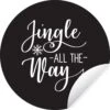 Citation De Noël Jingle Tout Le Chemin Sur Un Fond Noir Sticker Papier Peint Cercle Mural - ⌀ 120 Cm - Peinture Ronde - Cercle Papier Peint - Cercle Mural - Cercle Vivant - Autocollant & Découpe Ronde