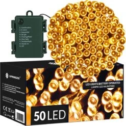 Lumières De Éclairage De Noël Springos | 5.5m | Batterie | 50 LED | Blanc Chaud -Jingle Bells Boutique 1200x1200 601