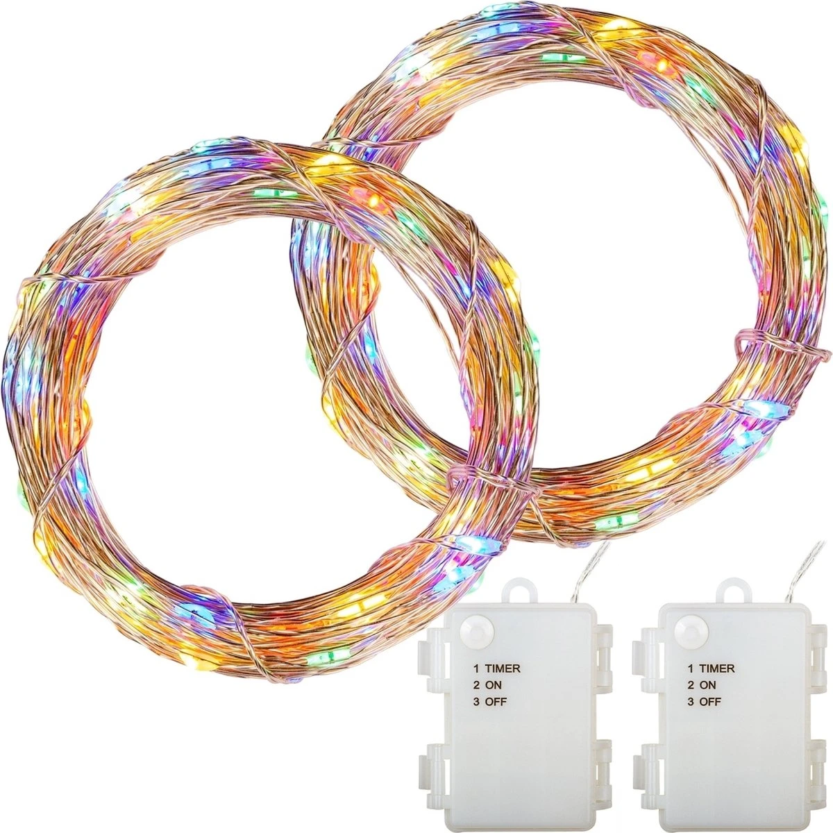Éclairage De Noël Décorations De Noël - Éclairage De Noël Éclairage De Noël Extérieur - Set De 2 Pièces - Sur Batterie - Pour Intérieur Et Extérieur - 20 M - Multicolore 3 Éclairage De Noël Décorations De Noël - Éclairage De Noël Éclairage De Noël Extérieur - Set De 2 Pièces - Sur Batterie - Pour Intérieur Et Extérieur - 20 M - Multicolore