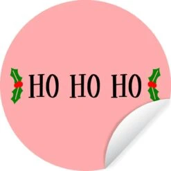 Citation De Noël Ho Ho Ho Avec Un Fond Rose Sticker Mural Cercle Mural - 80x80 Cm - Peinture Ronde - Cercle Papier Peint - Cercle Mural - Cercle Vivant - Autocollant Et Découpe Ronde