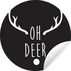 Citation De Noël Oh Cerf Sur Fond Noir Sticker Mural Cercle Mural - 80x80 Cm - Peinture Ronde - Cercle Papier Peint - Cercle Mural - Cercle Vivant - Autocollant & Découpe Ronde