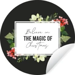 WallCircle - Stickers Muraux - Cercle Papier Peint - Noël - Citation - Magie - 140x140 Cm - Cercle Mural - Auto Adhésif - Autocollant Rond Papier Peint