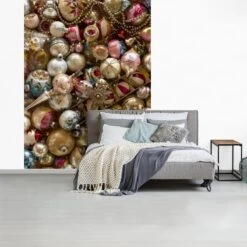 Papier Peint Papier Peint Photo En Vinyle - Un Ensemble De Décorations De Noël Vintage Largeur 165 Cm X Hauteur 220 Cm - Tirage Photo Sur Papier Peint (disponible En 7 Tailles) -Jingle Bells Boutique 1200x1200 85