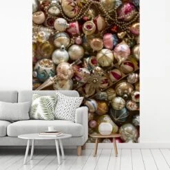 Papier Peint Papier Peint Photo En Vinyle - Un Ensemble De Décorations De Noël Vintage Largeur 165 Cm X Hauteur 220 Cm - Tirage Photo Sur Papier Peint (disponible En 7 Tailles) -Jingle Bells Boutique 1200x1200 86