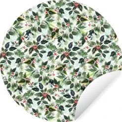 WallCircle - Stickers Muraux - Cercle Papier Peint - Noël - Noël - Aquarelle - Motif - 140x140 Cm - Cercle Mural - Auto Adhésif - Autocollant Papier Peint Rond