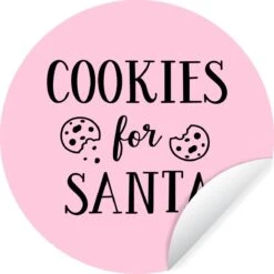 Quote Cookies For Santa Décoration Murale Noël Pastel Rose Sticker Mural Cercle Mural - 80x80 Cm - Peinture Ronde - Cercle De Papier Peint - Cercle Mural - Cercle Vivant - Autocollant Et Découpe Ronde