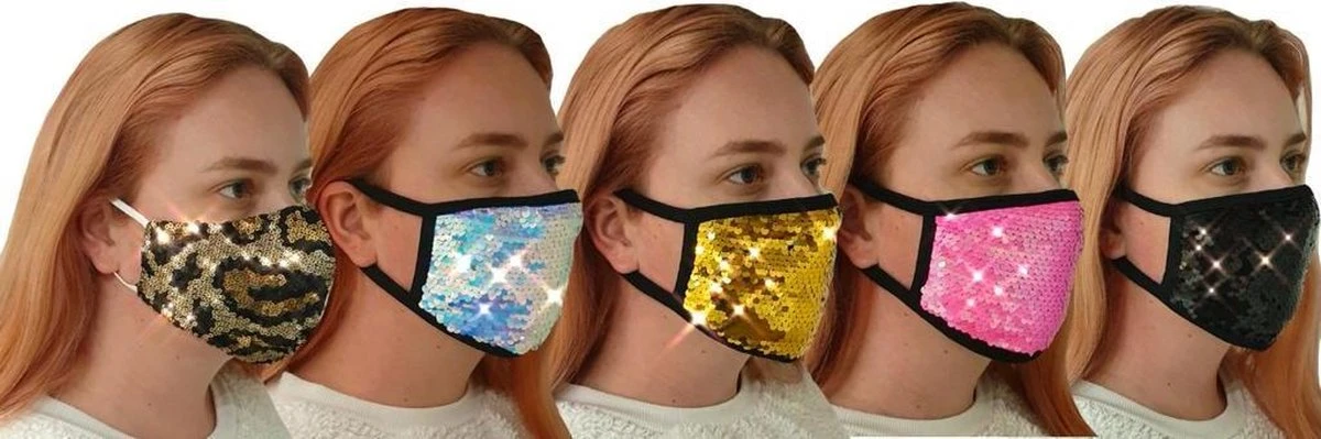 Masque Buccal à Paillettes - Lavable - Réutilisable - Rose Vif - Masque Buccal - Paillettes - Ajustable - 2 Couches - Coton - Paillettes - Noël & Sinterklaas 5 Masque Buccal à Paillettes - Lavable - Réutilisable - Rose Vif - Masque Buccal - Paillettes - Ajustable - 2 Couches - Coton - Paillettes - Noël & Sinterklaas – Image 3