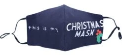 Masque Facial Lavable - Ajustable - 100% Katoen - Bleu Foncé - Ceci Est Mon Masque De Noël