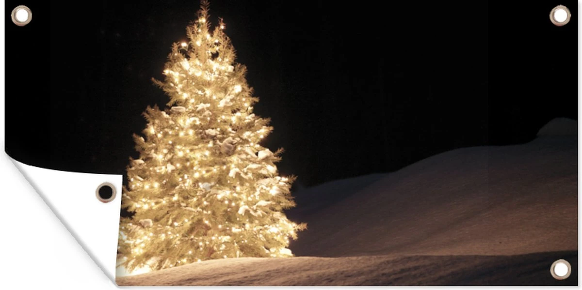 Affiche De Jardin Un Sapin De Noël Illuminé La Nuit - 60x30 Cm 4 Affiche De Jardin Un Sapin De Noël Illuminé La Nuit - 60x30 Cm – Image 2