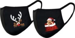 Lot De 2 Masques Buccaux Lavables Avec Impression De NOËL Avec Tissu 3D Anti-goutte Et Ouverture Pour Filtre Unisexe