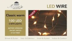 3x Fil D'éclairage De Éclairage De Noël Avec Minuterie 100 Lumières Classique Chaud 5 Mtr - Pour Usage Intérieur Et Extérieur