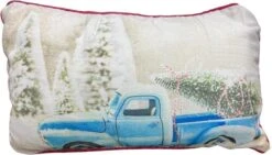 Coussin Décoratif - Sierkussen De Noël Avec Voiture Décorée Chevrolet Astuce De Noël - Blauw - 30 Cm X 50 Cm