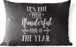 Coussins D'extérieur - Jardin - Citation De Noël C'est La Plus Belle Période De L'année Sur Fond Noir - 50x30 Cm