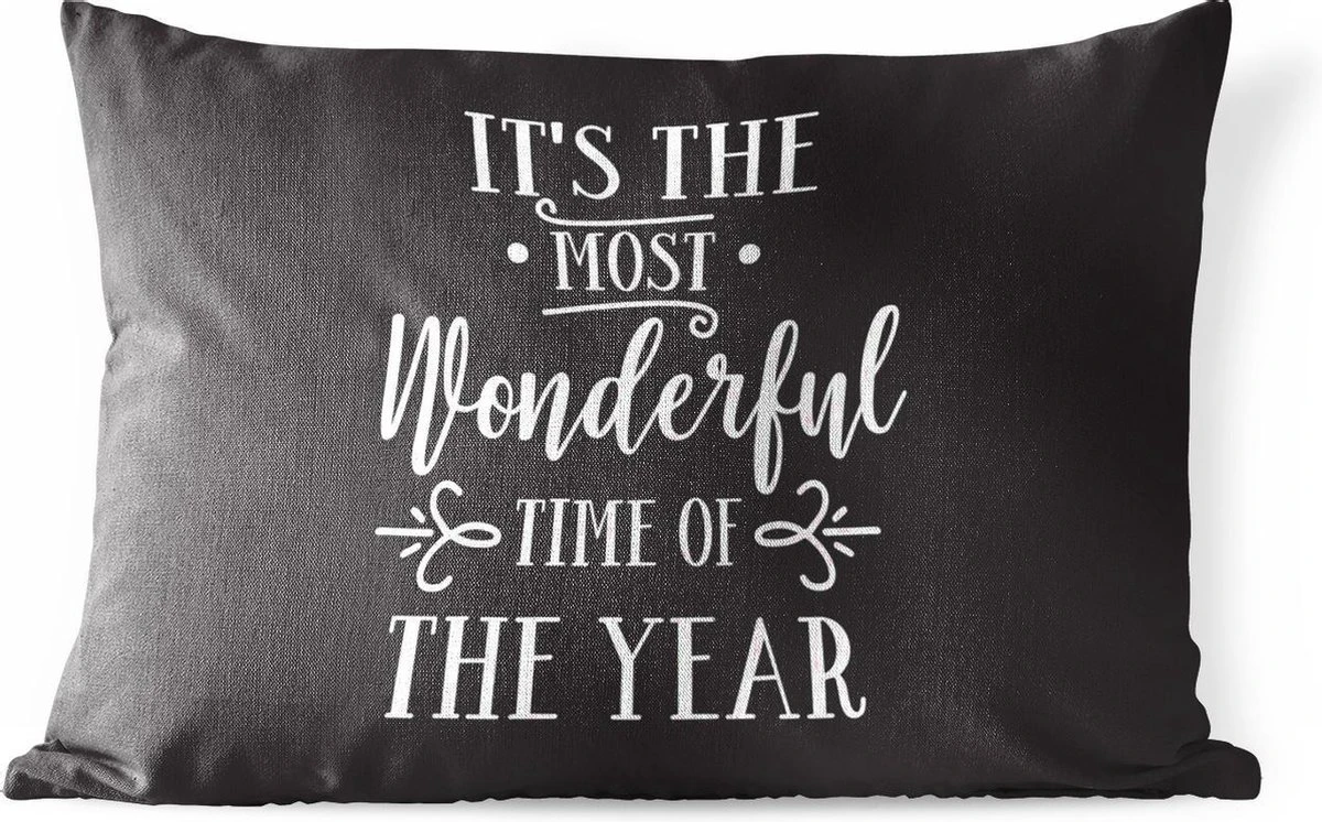 Coussins D'extérieur - Jardin - Citation De Noël C'est La Plus Belle Période De L'année Sur Fond Noir - 50x30 Cm 3 Coussins D'extérieur - Jardin - Citation De Noël C'est La Plus Belle Période De L'année Sur Fond Noir - 50x30 Cm