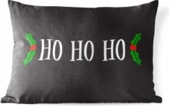 Coussins D'extérieur - Jardin - Citation De Noël Ho Ho Ho Sur Fond Noir - 50x30 Cm