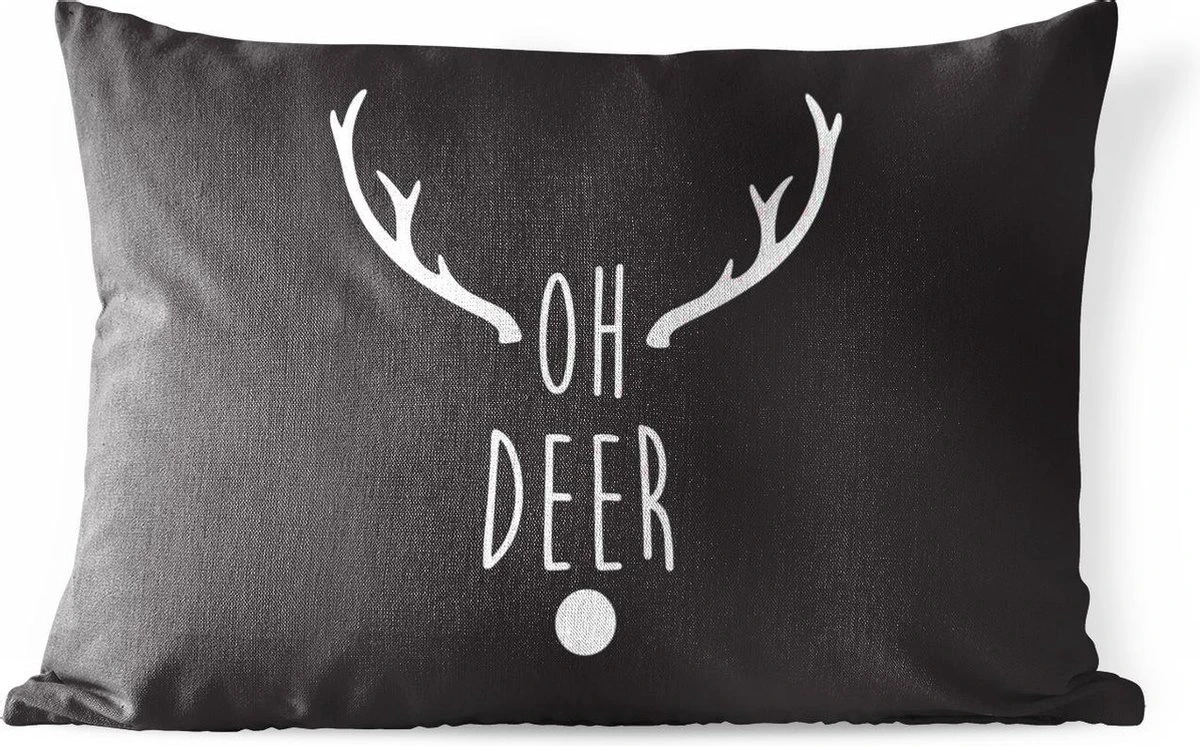 Coussins D'extérieur - Jardin - Citation De Noël Oh Cerf Sur Fond Noir - 60x40 Cm 3 Coussins D'extérieur - Jardin - Citation De Noël Oh Cerf Sur Fond Noir - 60x40 Cm