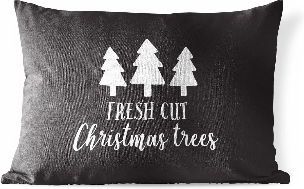 Coussins D'extérieur - Jardin - Citation De Noël Arbres De Noël Fraîchement Coupés Avec Un Fond Noir - 60x40 Cm 3 Coussins D'extérieur - Jardin - Citation De Noël Arbres De Noël Fraîchement Coupés Avec Un Fond Noir - 60x40 Cm